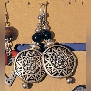 Aztec Sun Disc Earrings